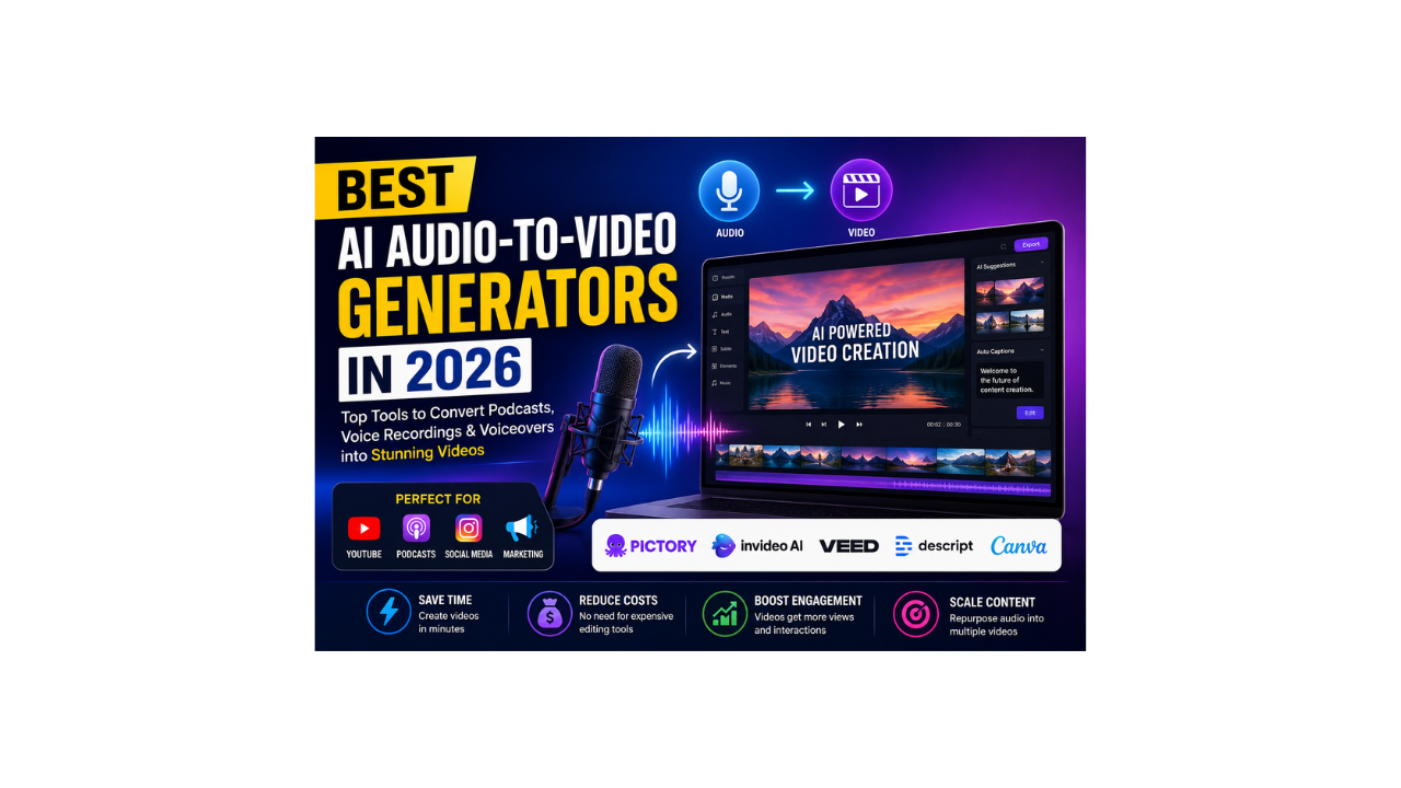 Best AI Audio to Video Generator 2026 tools for converting podcasts voice recordings and voiceovers into professional videos