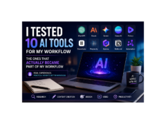 AI tools workflow including ChatGPT, Claude, Perplexity, Canva, and Notion used in professional work.